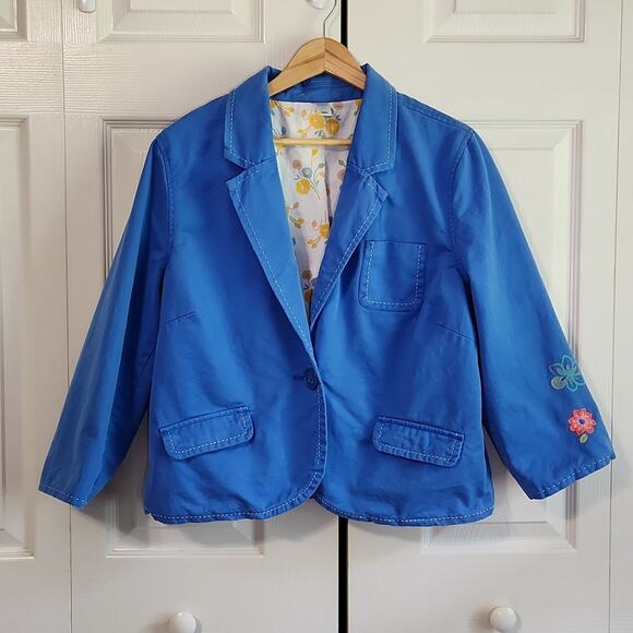 Old Navy Womens Blue Single Button Blazer Size XL Pockets Distressed 3/4 Sleeves - Picture 1 of 15
